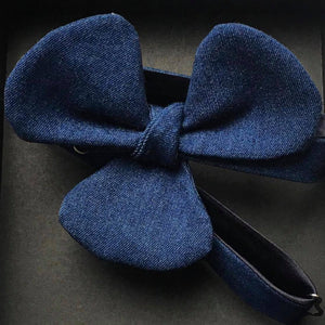 DENIM FLOWER BOW TIE